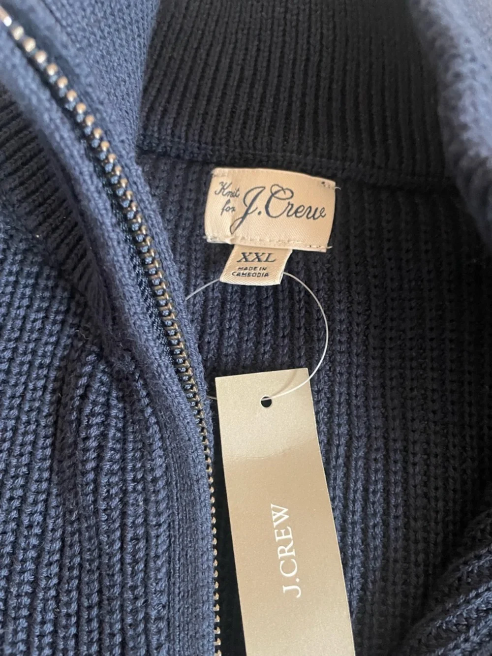 J. CREW Heritage cotton quarter-zip sweater in‎ Navy Size XXL $118 BT793